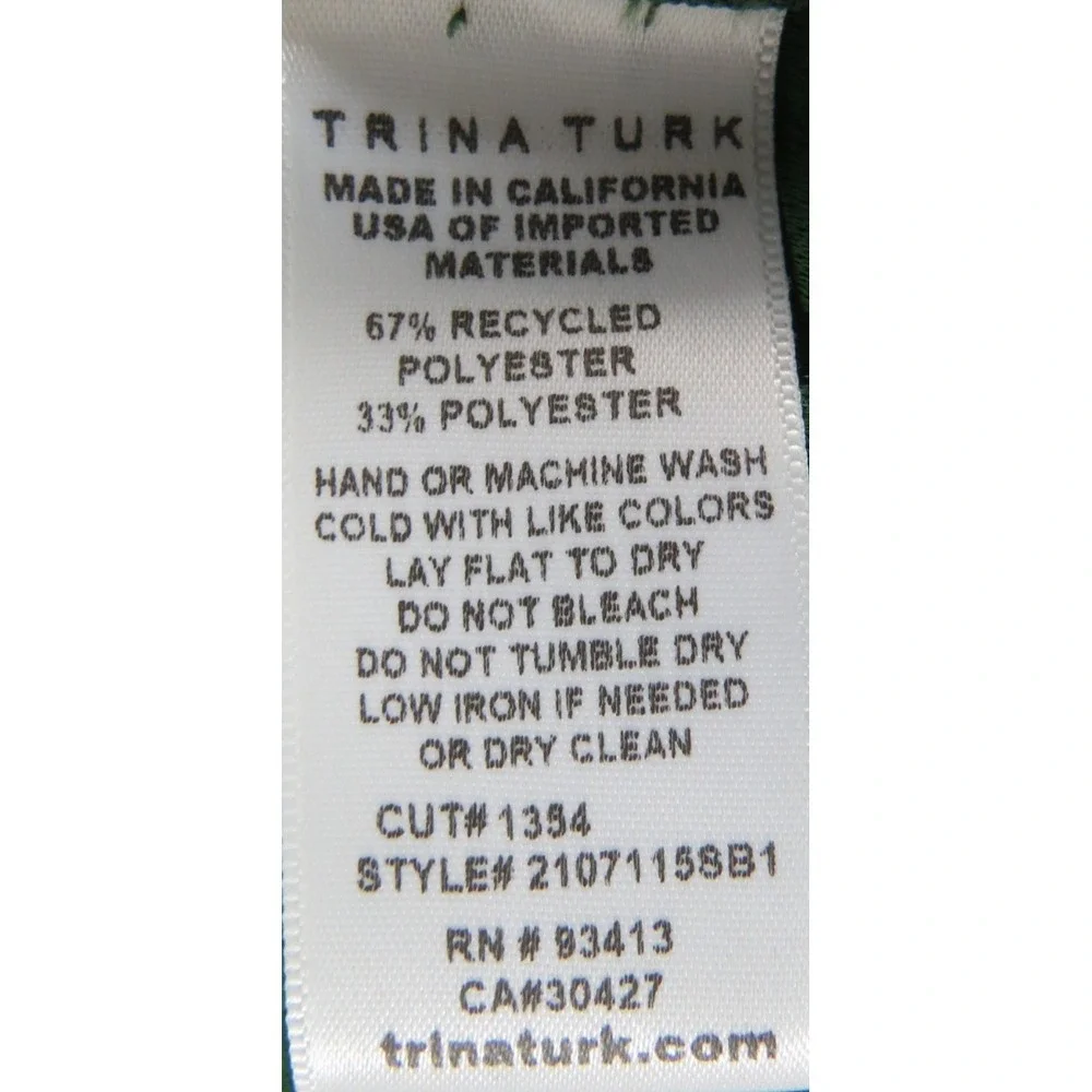 NWT Trina Turk Mellow Top Womens 0 Green Recycled Polyester V-Neck Dolman Sleeve